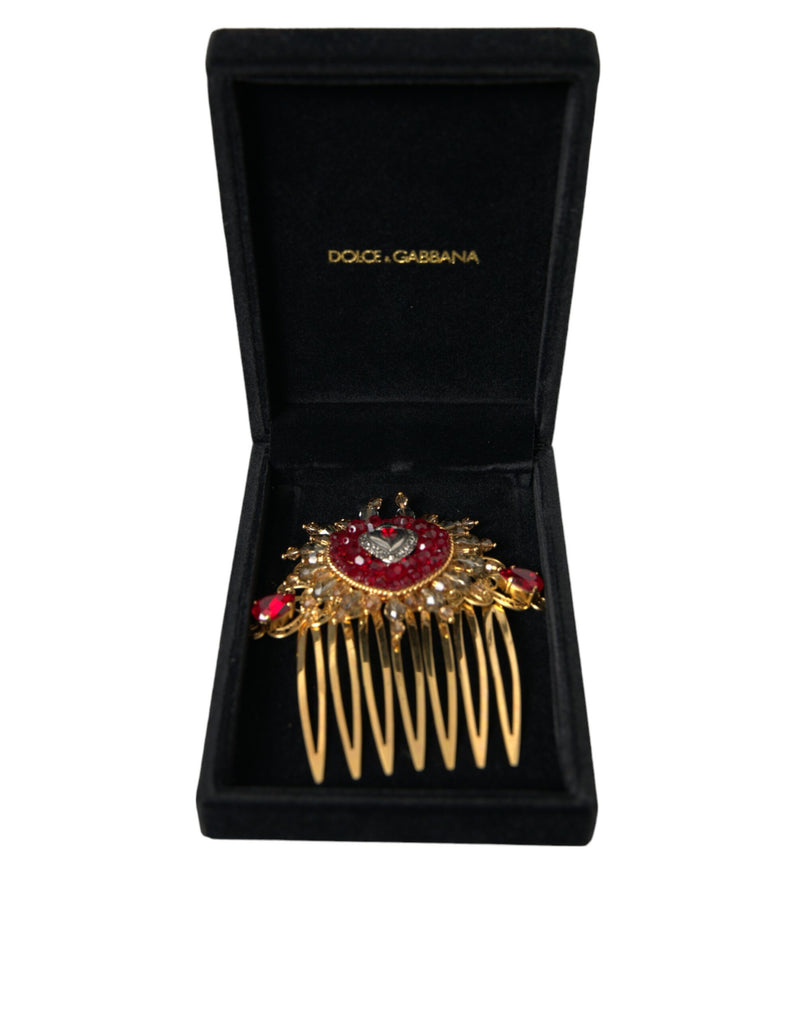 Gold Brass Crystal Heart Women Hair Comb Dolce & Gabbana