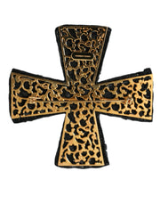 Black Crystals Embellished Cross Pin Brooch Dolce & Gabbana