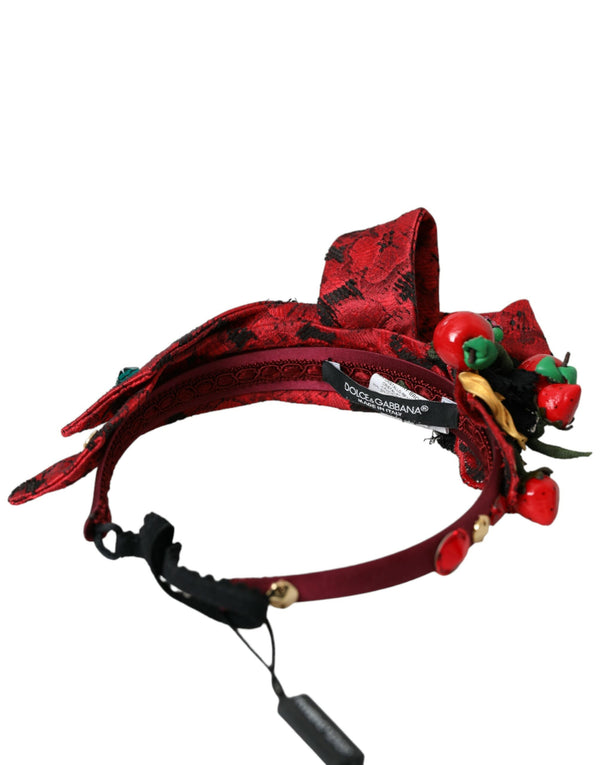 Red Cherry Sicily Embellished Women Hairband Diadem Dolce & Gabbana