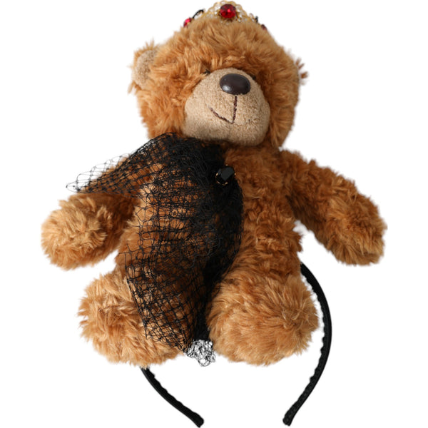 Brown Teddy Bear Gold Crystal Crown Hair Band Diadem Dolce & Gabbana