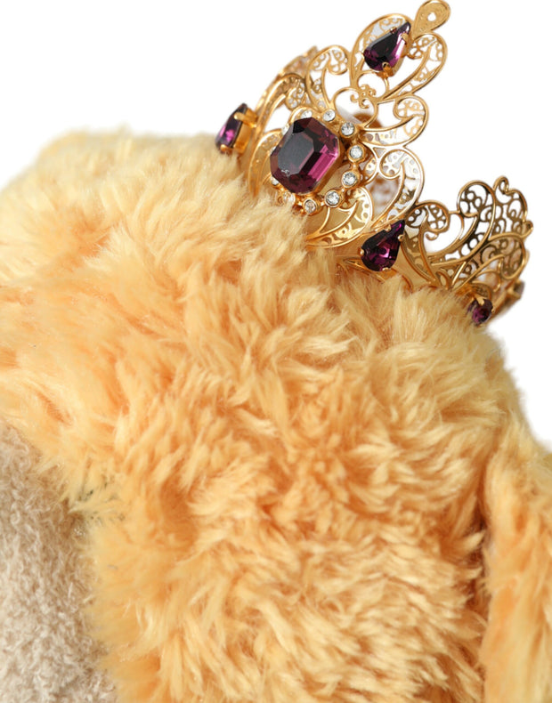 Brown Teddy Bear Gold Crystal Crown Hair Band Diadem Dolce & Gabbana