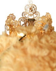 Brown Teddy Bear Gold Crystal Crown Hair Band Diadem Dolce & Gabbana