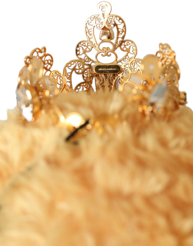 Brown Teddy Bear Gold Crystal Crown Hair Band Diadem Dolce & Gabbana