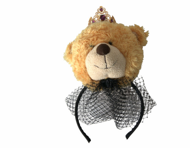 Brown Teddy Bear Gold Crystal Crown Hair Band Diadem Dolce & Gabbana