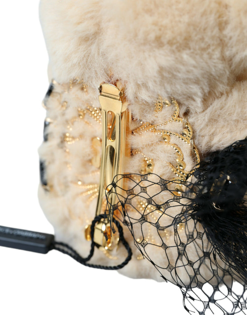 Beige Teddy Bear Mesh Net Band Hair Clip Dolce & Gabbana