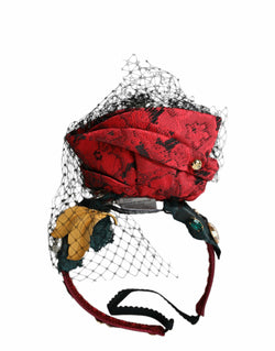 Multicolor Rose Silk Crystal Netted Logo Headband Diadem Dolce & Gabbana