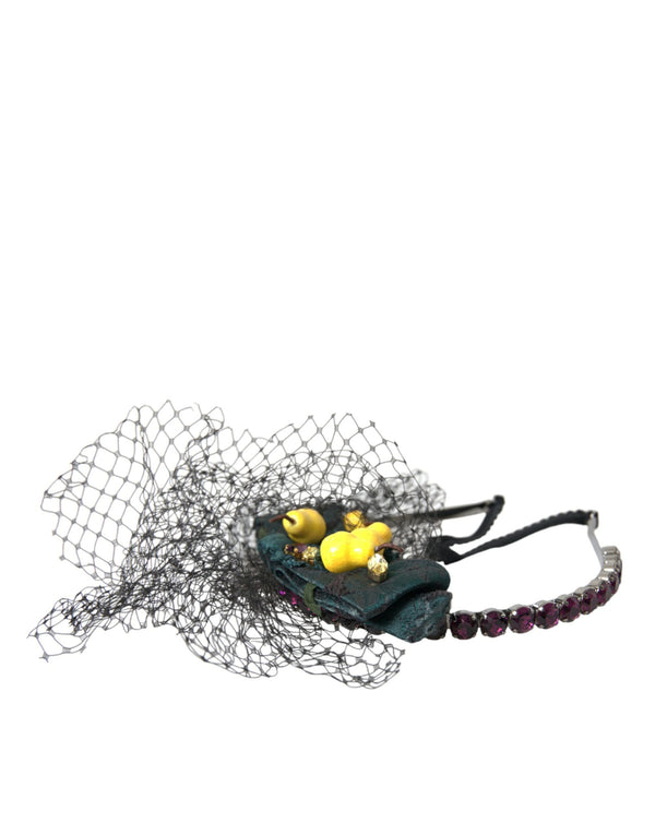 Black Lemons Sicily Purple Crystal Net Headband Diadem Dolce & Gabbana