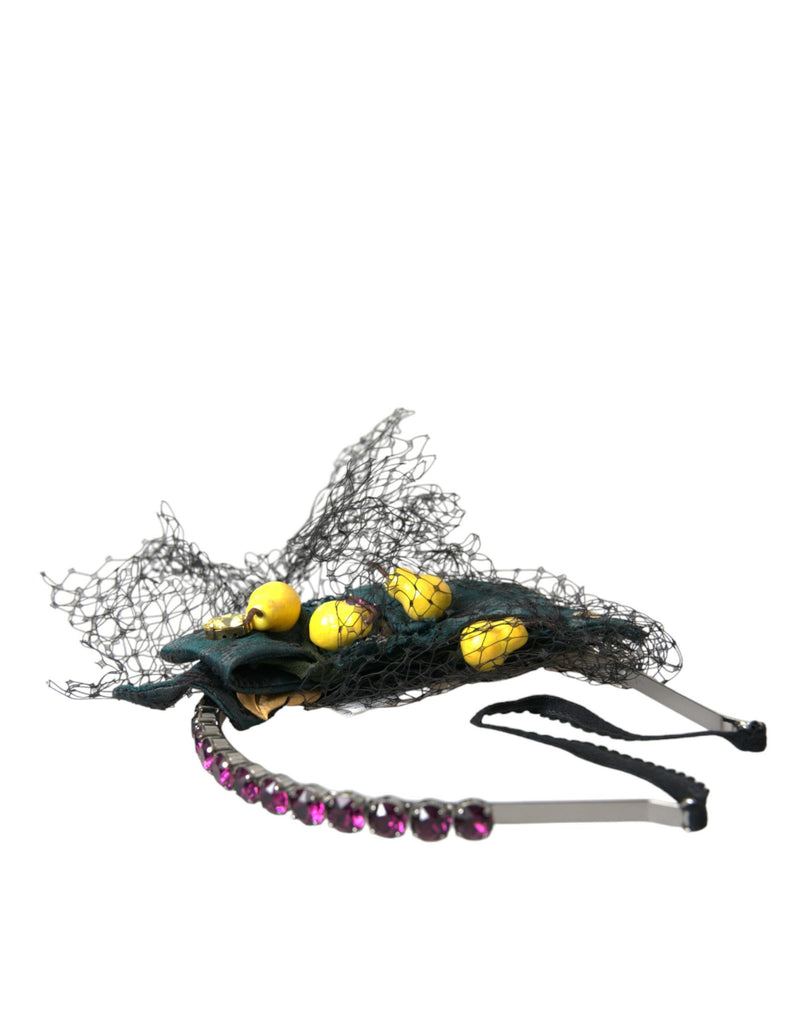 Black Lemons Sicily Purple Crystal Net Headband Diadem Dolce & Gabbana