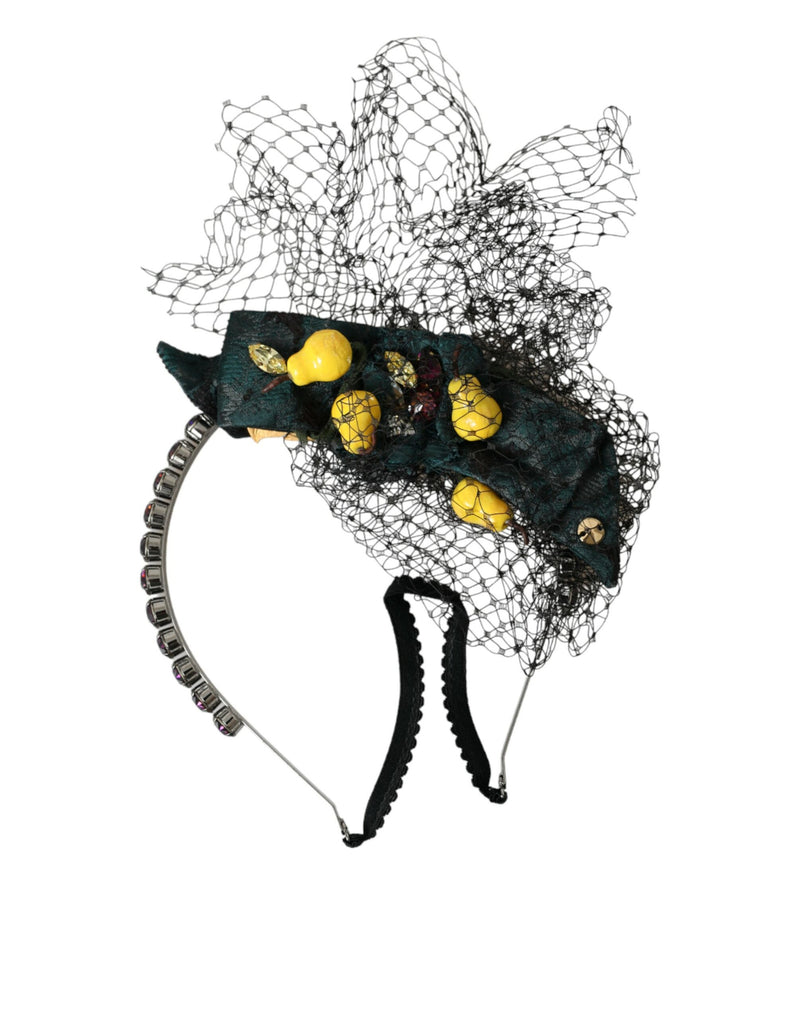 Black Lemons Sicily Purple Crystal Net Headband Diadem Dolce & Gabbana