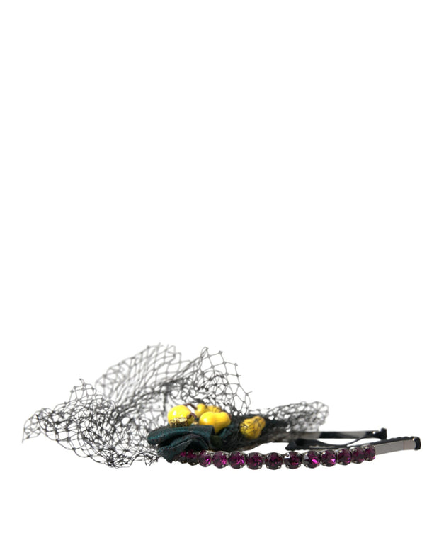 Black Lemons Sicily Purple Crystal Net Headband Diadem Dolce & Gabbana