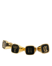 Gold Brass KING Enamel Set of 4 Ring Dolce & Gabbana