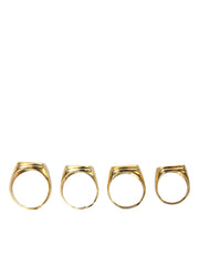 Gold Brass KING Enamel Set of 4 Ring Dolce & Gabbana