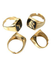 Gold Brass KING Enamel Set of 4 Ring Dolce & Gabbana