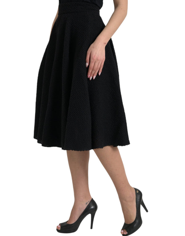 Black High Waist A-line Knee Length Skirt Dolce & Gabbana