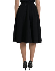 Black High Waist A-line Knee Length Skirt Dolce & Gabbana