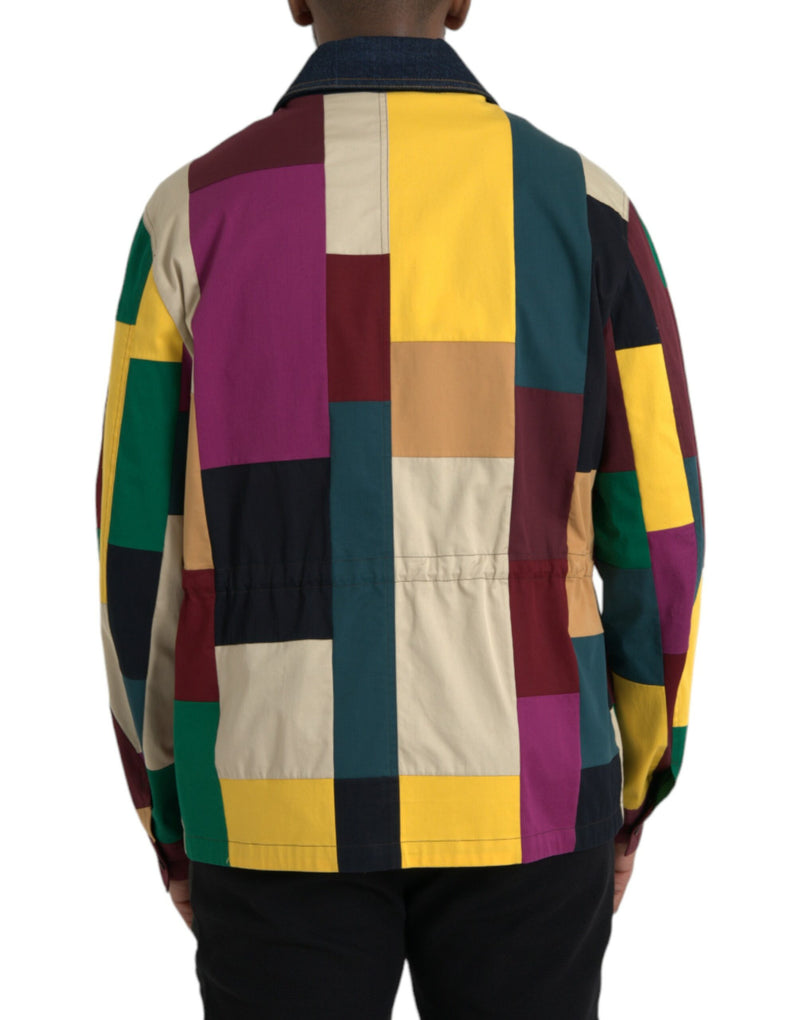 Multicolor Patchwork Cotton Collared Jacket Dolce & Gabbana