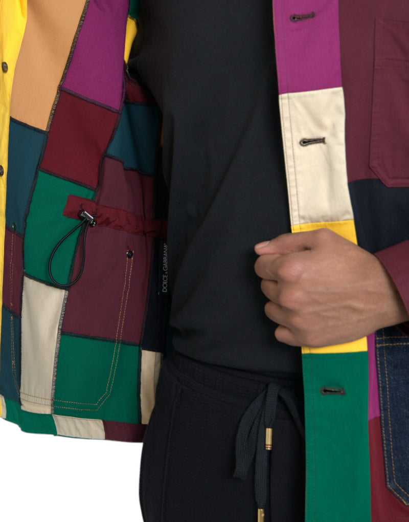 Multicolor Patchwork Cotton Collared Jacket Dolce & Gabbana