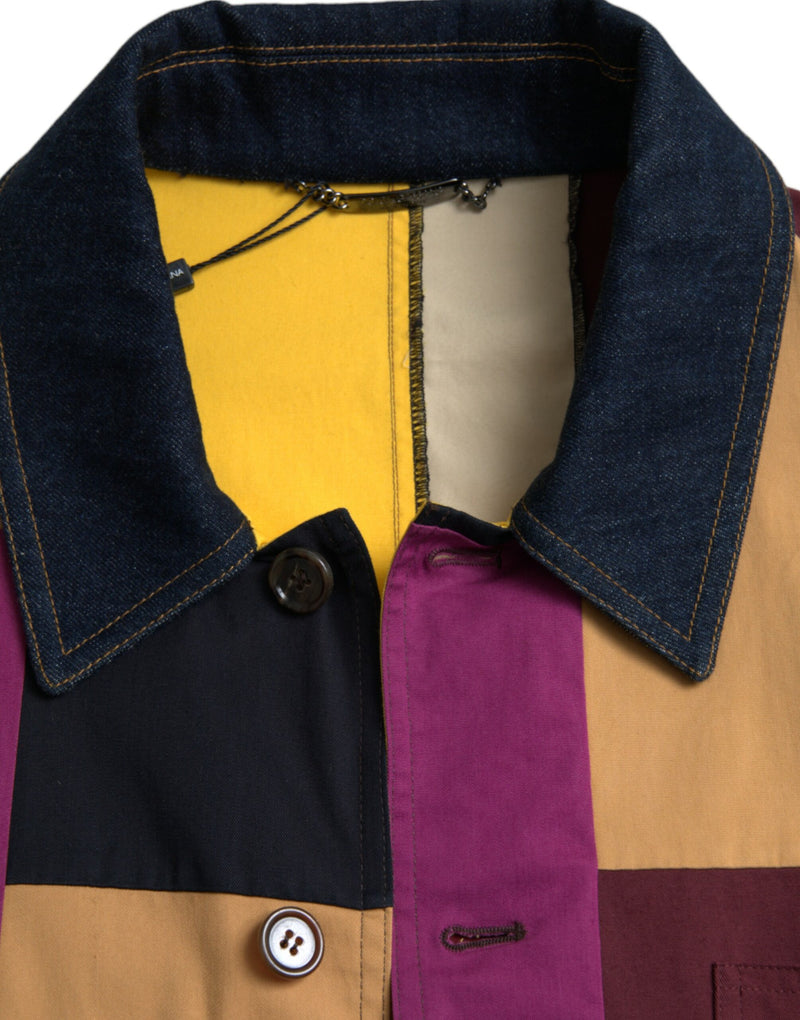 Multicolor Patchwork Cotton Collared Jacket Dolce & Gabbana