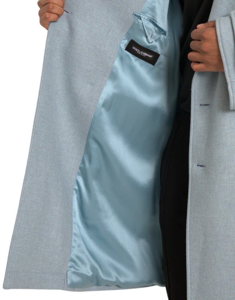 Blue Double Breasted Trench Coat Jacket Dolce & Gabbana