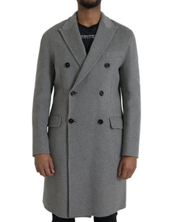 Gray Double Trench Coat Cashmere Jacket Dolce & Gabbana