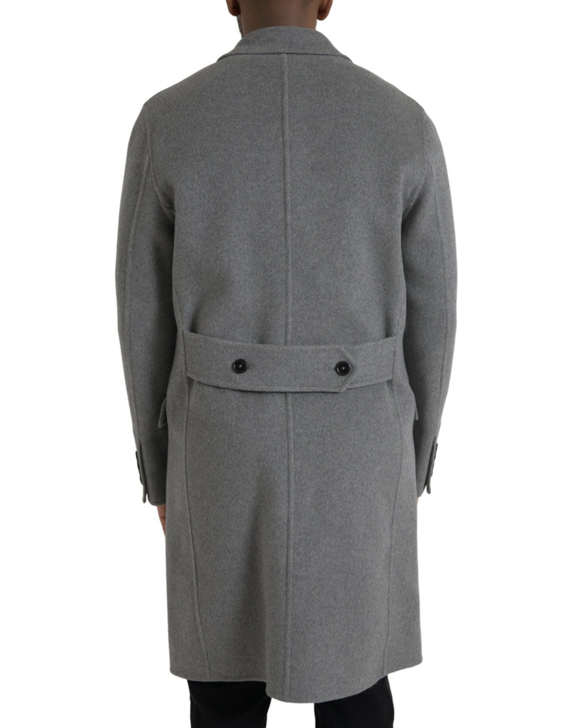 Gray Double Trench Coat Cashmere Jacket Dolce & Gabbana