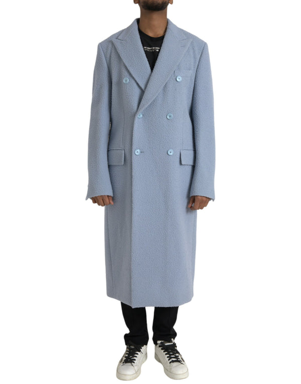 Blue Double Breasted Long Trench Coat Jacket Dolce & Gabbana