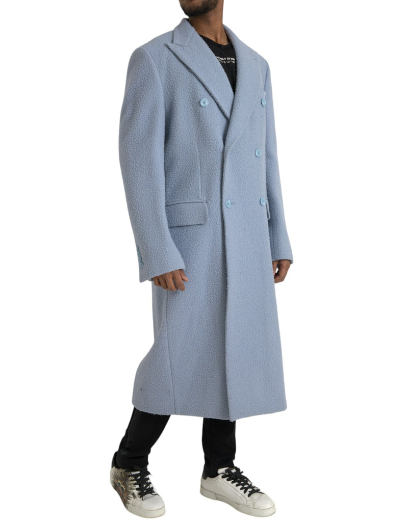 Blue Double Breasted Long Trench Coat Jacket Dolce & Gabbana