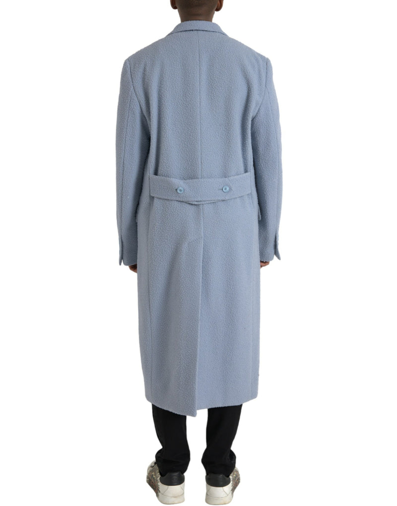 Blue Double Breasted Long Trench Coat Jacket Dolce & Gabbana