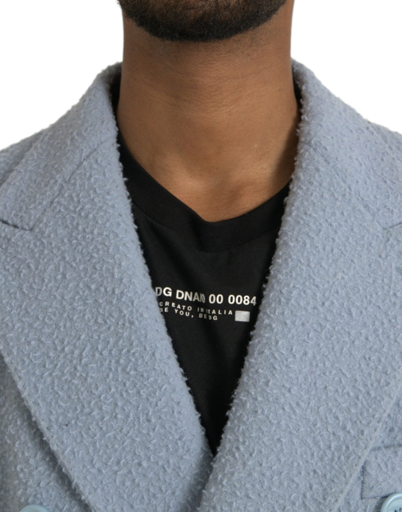 Blue Double Breasted Long Trench Coat Jacket Dolce & Gabbana