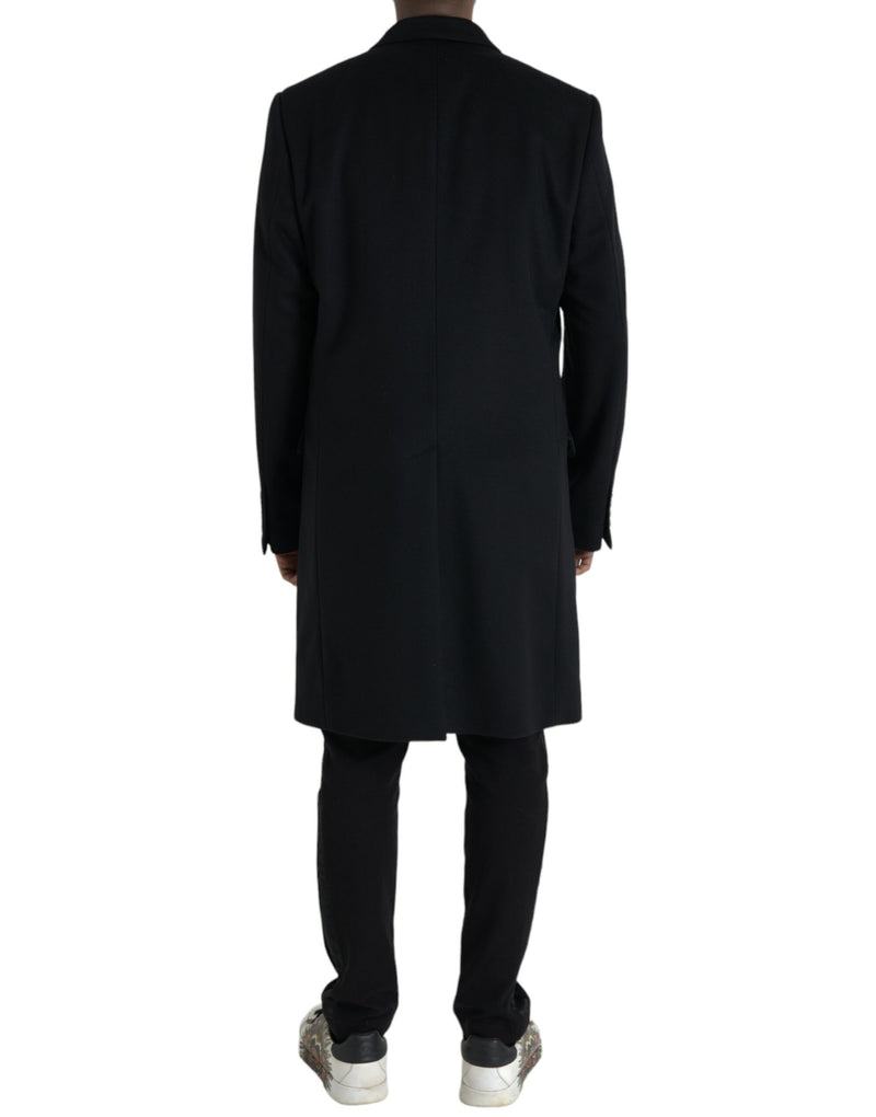 Black Wool Cashmere Trench Coat Jacket Dolce & Gabbana