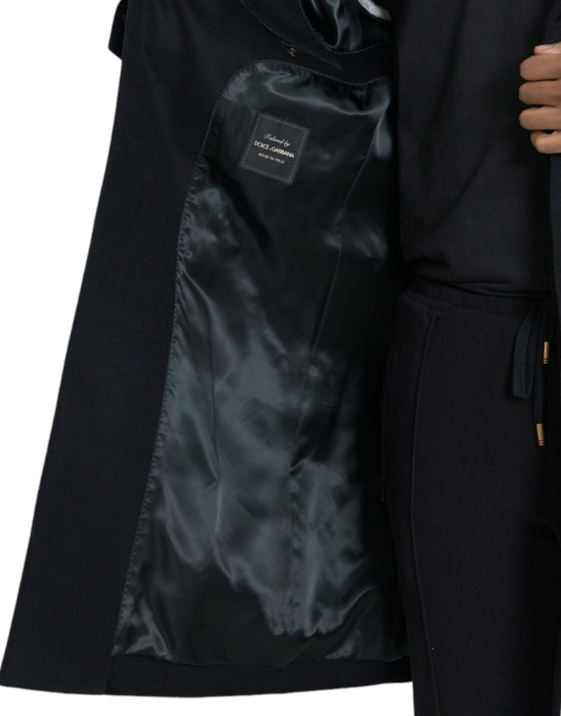 Black Wool Cashmere Trench Coat Jacket Dolce & Gabbana