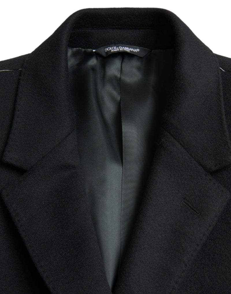 Black Wool Cashmere Trench Coat Jacket Dolce & Gabbana