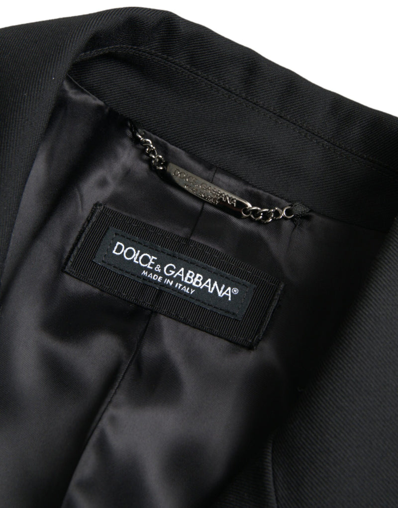 Black Double Breasted Trench Coat Jacket Dolce & Gabbana