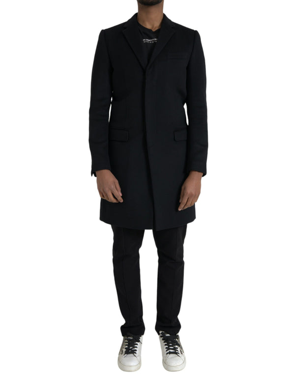 Black Single Breasted Trench Coat Jacket Dolce & Gabbana