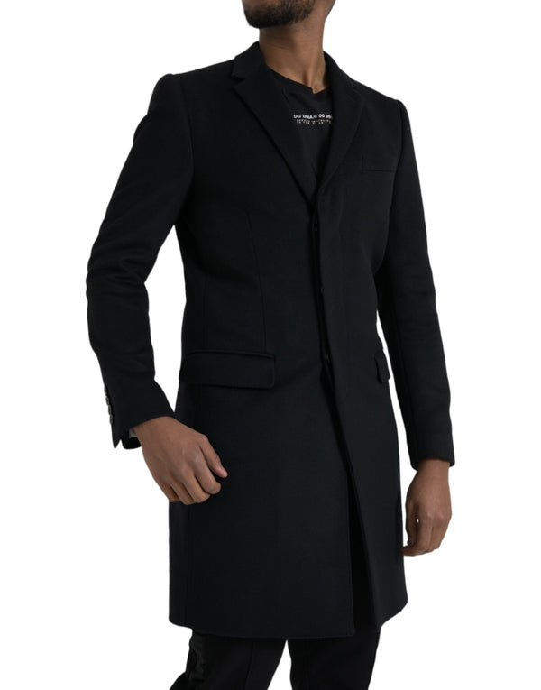 Black Single Breasted Trench Coat Jacket Dolce & Gabbana