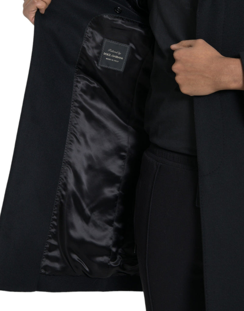 Black Single Breasted Trench Coat Jacket Dolce & Gabbana