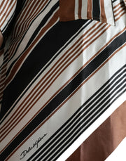 Brown White Silk Striped Short Sleeve Shirt Dolce & Gabbana