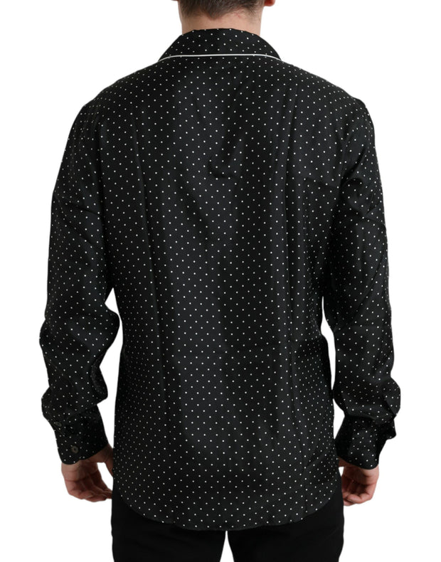 Black Polka Dot Silk Long Sleeve Shirt Dolce & Gabbana