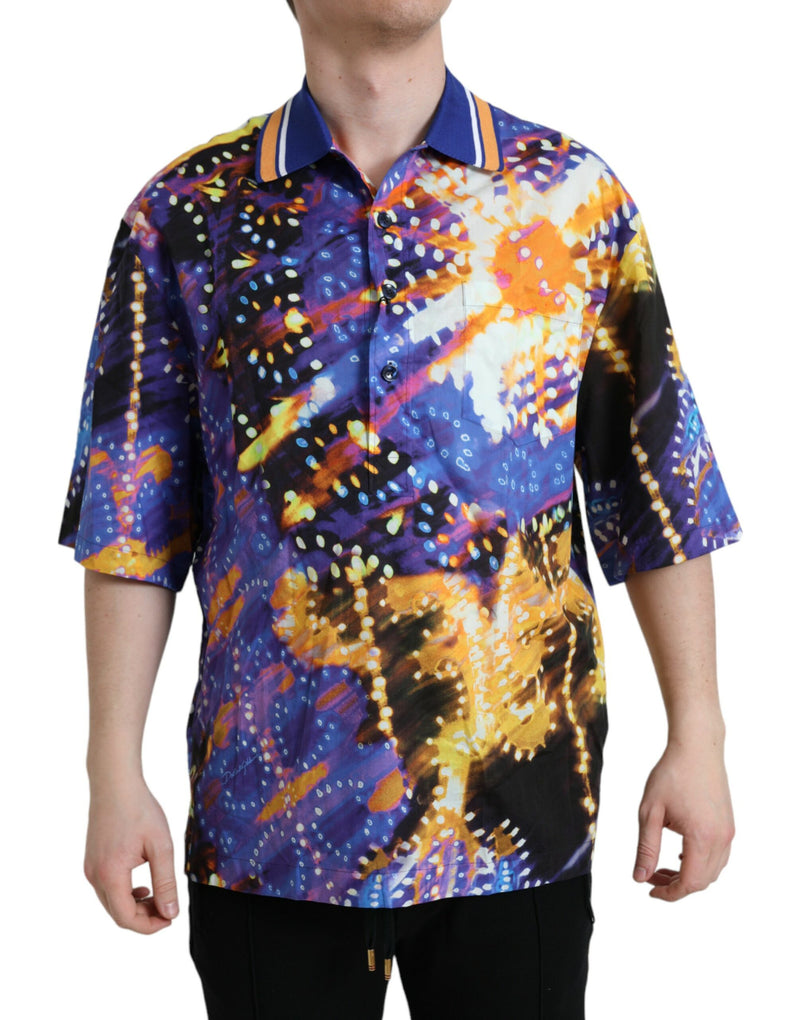 Multicolor Luminarie Print Cotton Casual Shirt Dolce & Gabbana