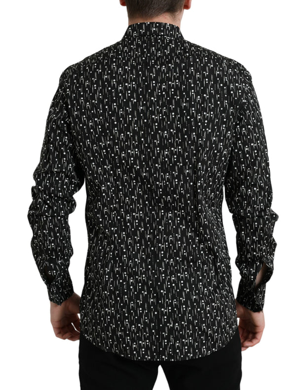 Black Floral Men Formal Dress GOLD Shirt Dolce & Gabbana