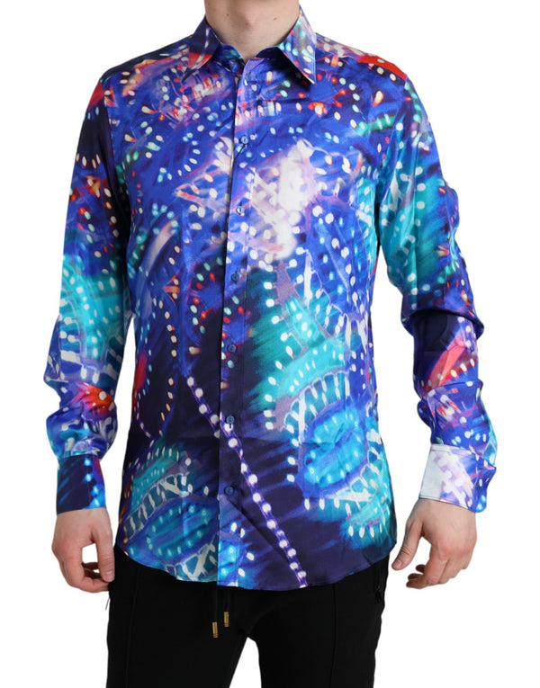 Purple Luminarie Silk Slim MARTINI Shirt Dolce & Gabbana