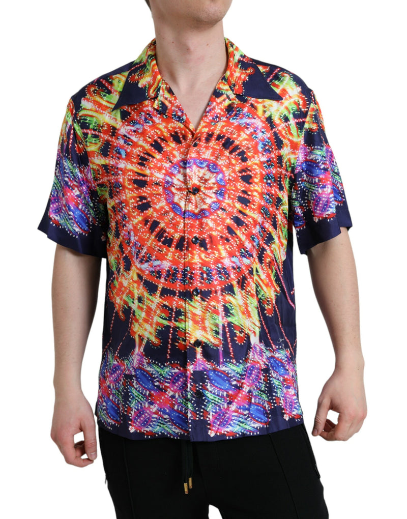 Multicolor Luminarie Silk Casual Shirt Dolce & Gabbana