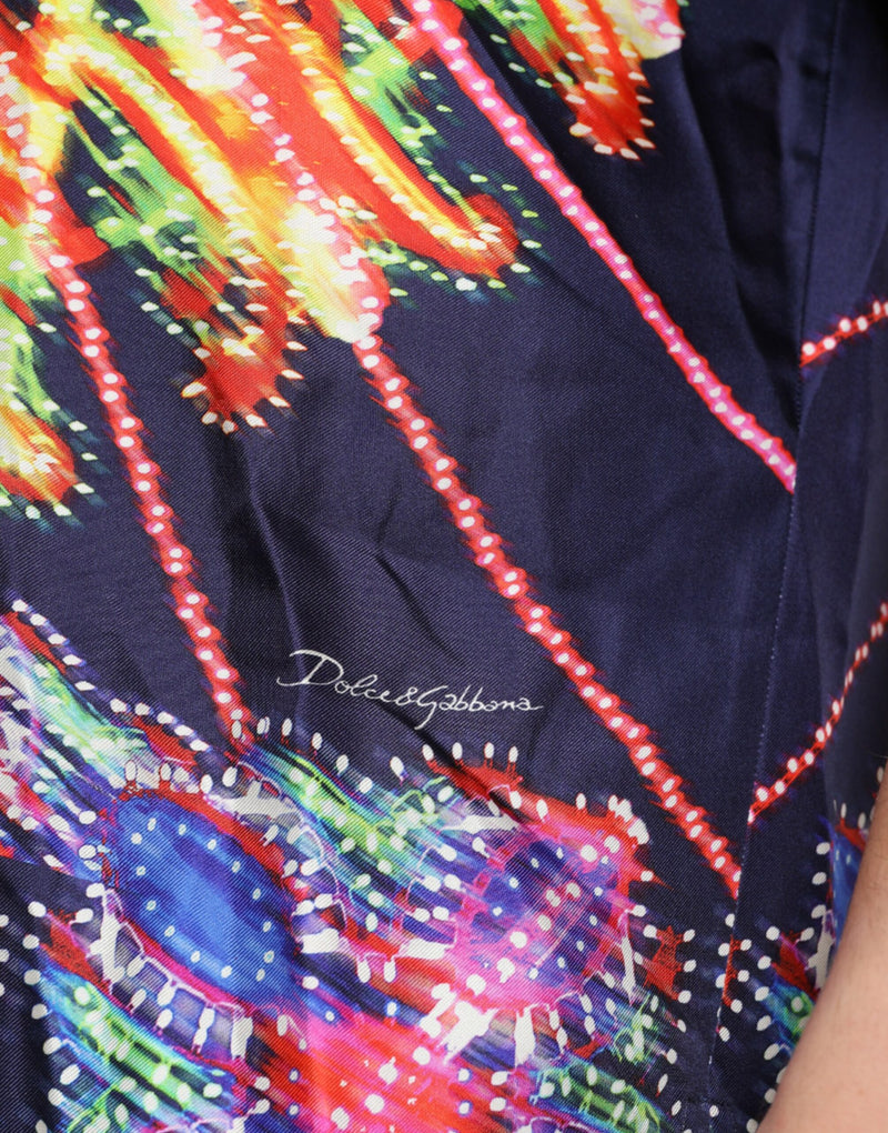 Multicolor Luminarie Silk Casual Shirt Dolce & Gabbana