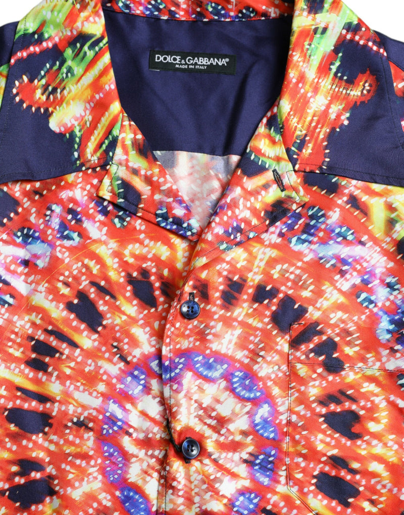 Multicolor Luminarie Silk Casual Shirt Dolce & Gabbana