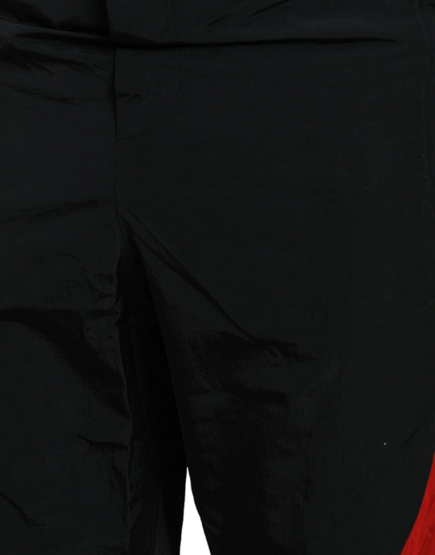 Black Red Leopard Print Nylon Jogger Pants Dolce & Gabbana