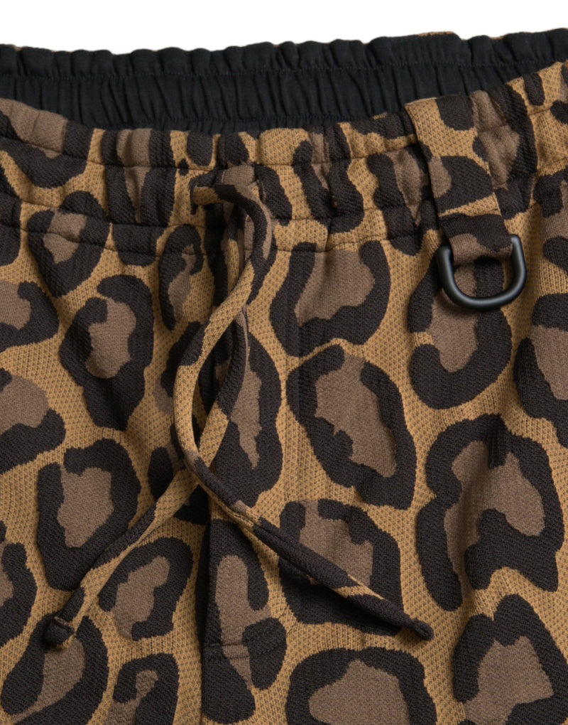 Brown Leopard Print Polyester Jogger Pants Dolce & Gabbana