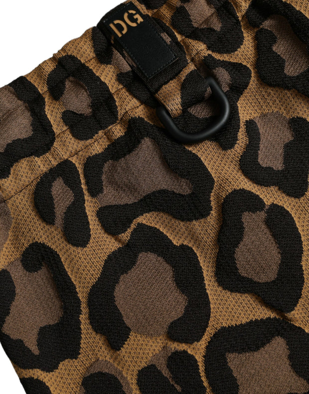 Brown Leopard Print Polyester Jogger Pants Dolce & Gabbana