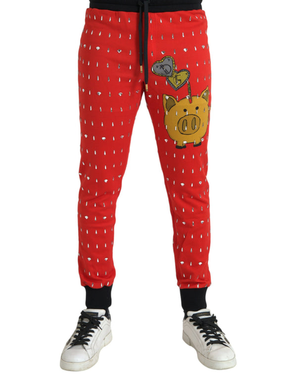 Red Year Of The Pig Jogger Sweatpants Pants Dolce & Gabbana