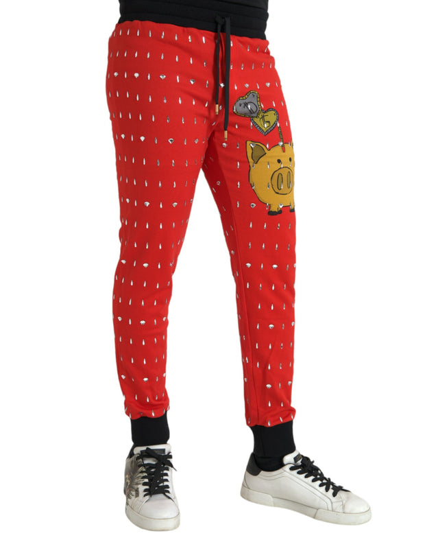 Red Year Of The Pig Jogger Sweatpants Pants Dolce & Gabbana