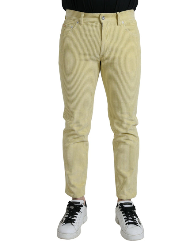 Yellow Corduroy Logo Plaque Skinny Denim Jeans Dolce & Gabbana